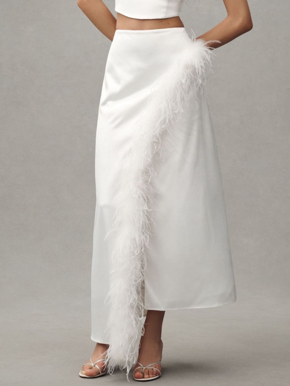 Hutch Faux-Feather Column Maxi Skirt NEW